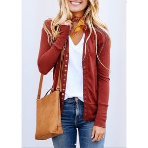 🚫Sold🚫Snap Button Cardigan Dark Rust